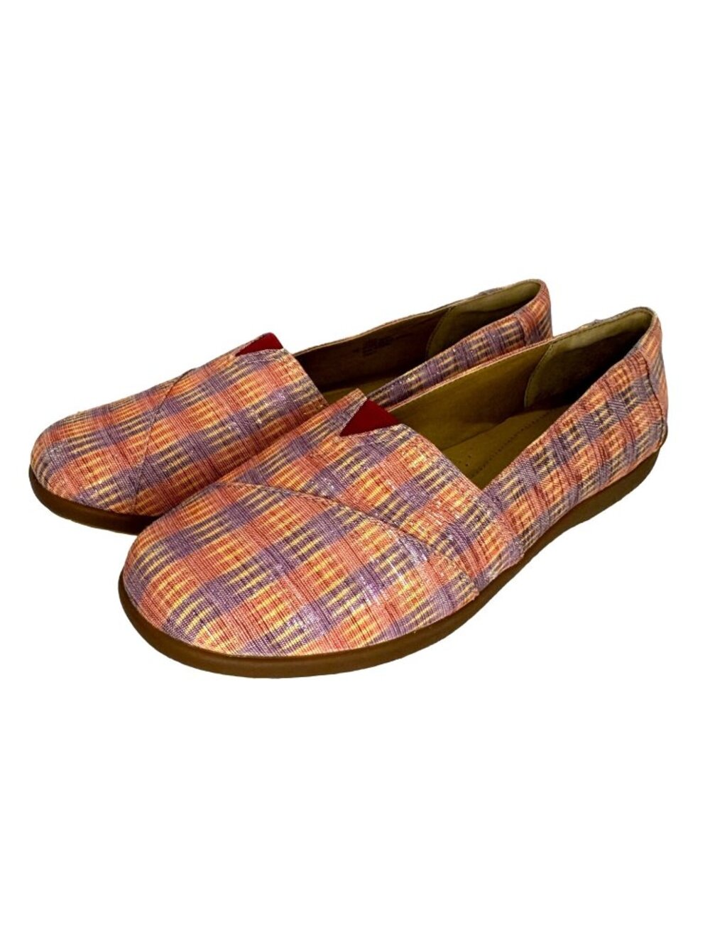Softspots Women Pink Plaid Flats 8 Slip-On Shoes Pillow Top Technology Comfort
